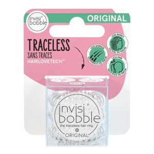 invisibobble Original Hair Ties, Crystal Clear, Pack of 3